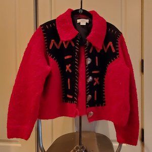 Sandy Starkman Sweater Jacket Genuine Leather and Knitted Size Lg Vintage